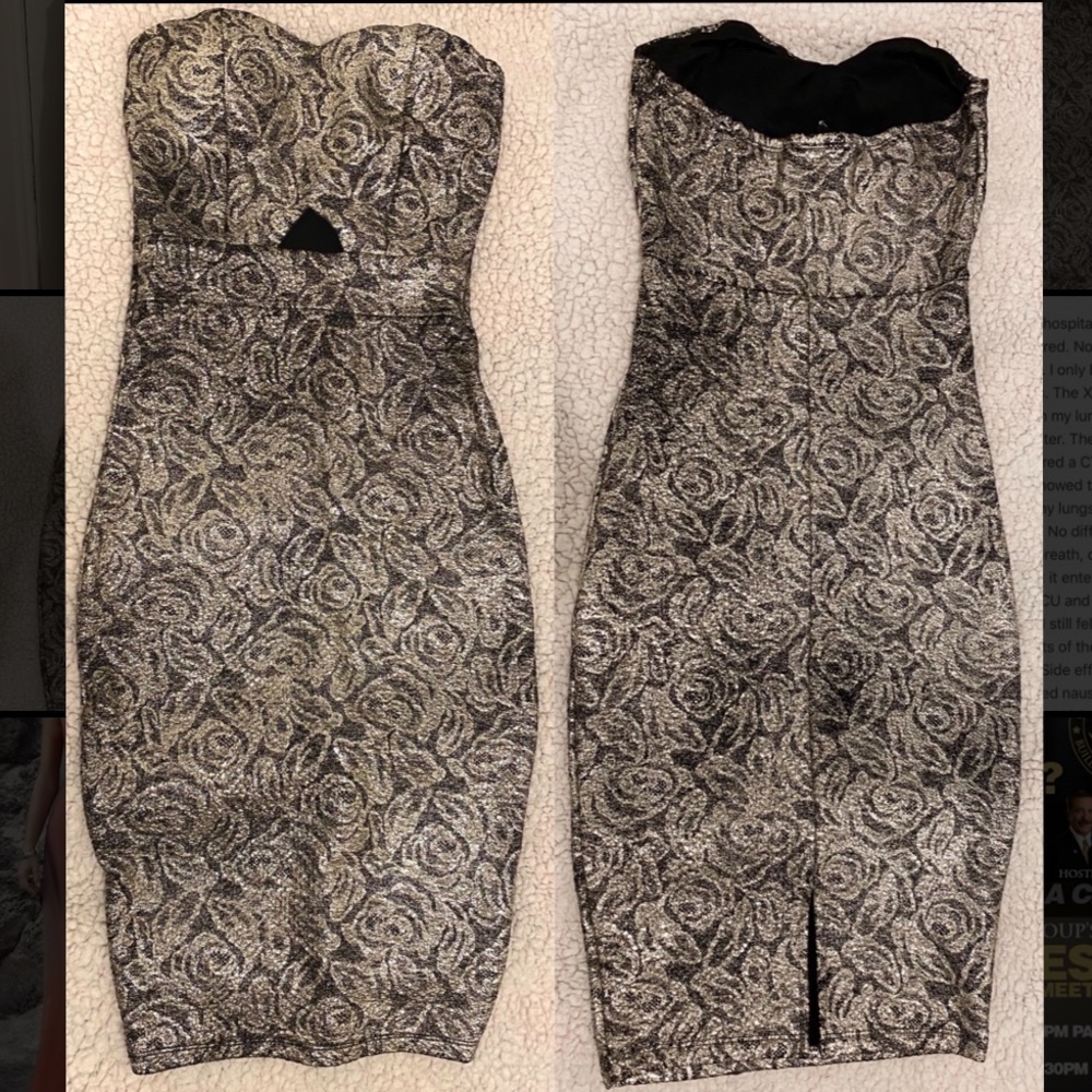 Metallic flower design midi dress